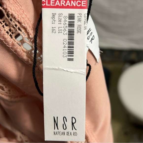 NSR Women's Pink Rose Strap V Neck Lace Dress Zipper Side Lined Flowy Size L - Picture 7 of 8